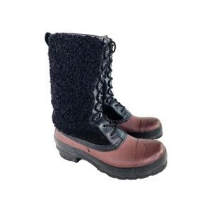 Hunter Original Genuine Shearling Lace-Up Boots US 7 Women's Black/brown Winter